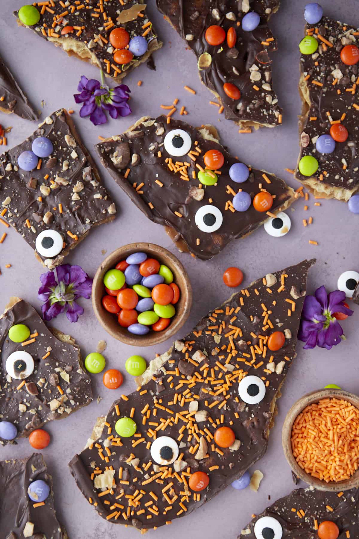 overhead image of pieces of Halloween Cracker Candy