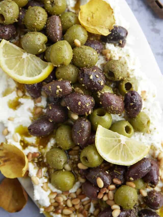 Easy Feta Board with Marinated Olives Food Dolls