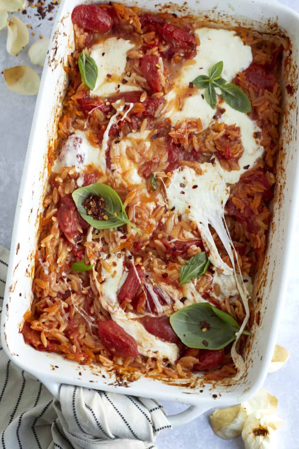 Caprese Baked Orzo Pasta