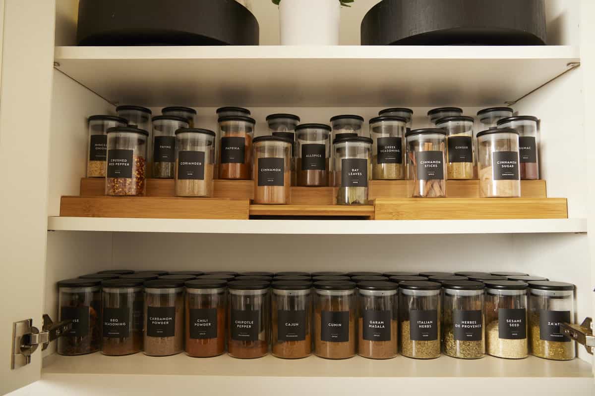 wide view of spice cabinet 