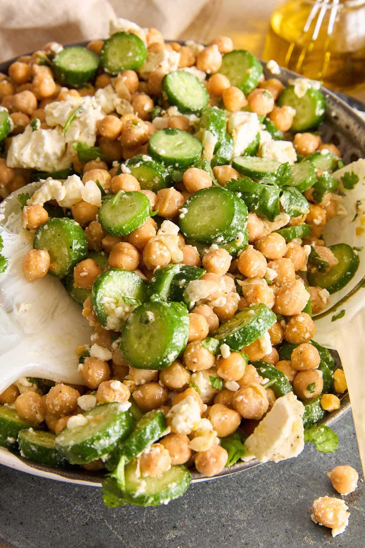 Chickpea cucumber feta salad