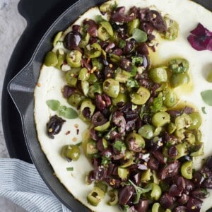 warm feta dip with marinated olives