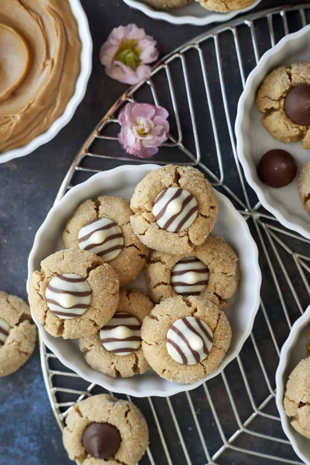 peanut butter blossoms with Hershey's hugs
