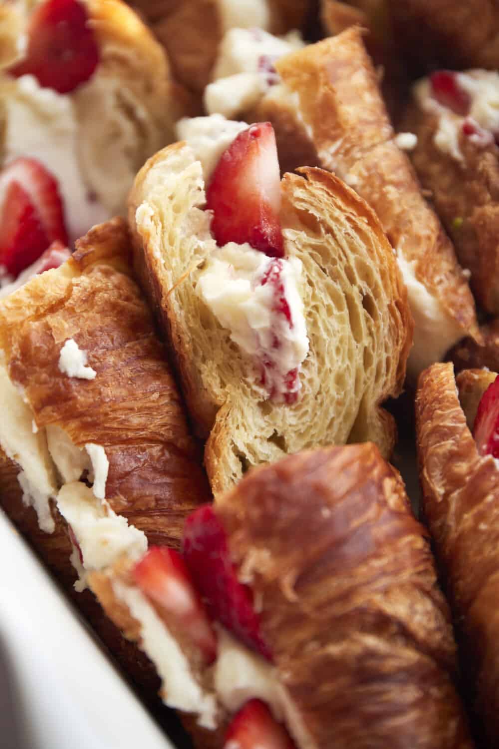 croissants stuffed with a strawberry mascarpone filling