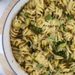 one post creamy pesto pasta