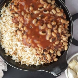 black-eyed pea stew over vermicelli rice