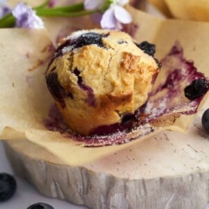 A banana blueberry muffin.