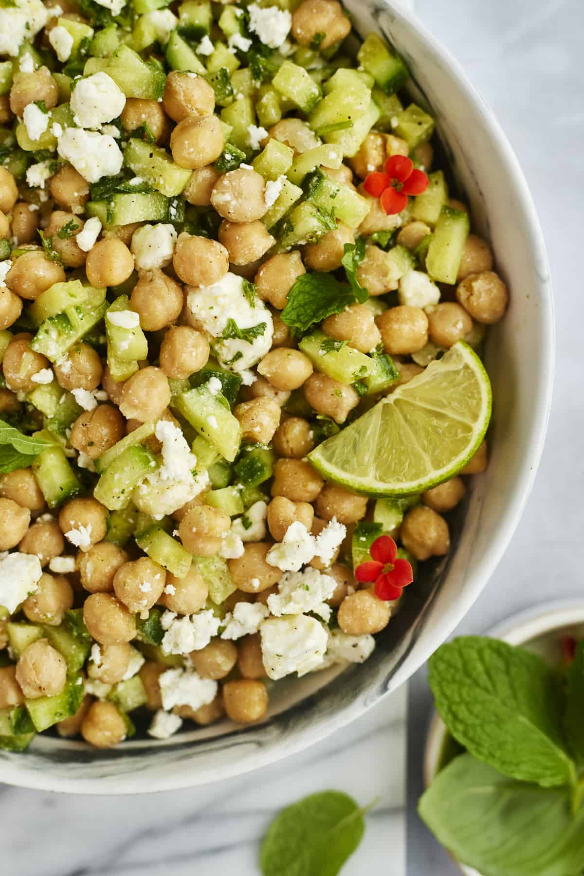 chickpea cucumber feta salad