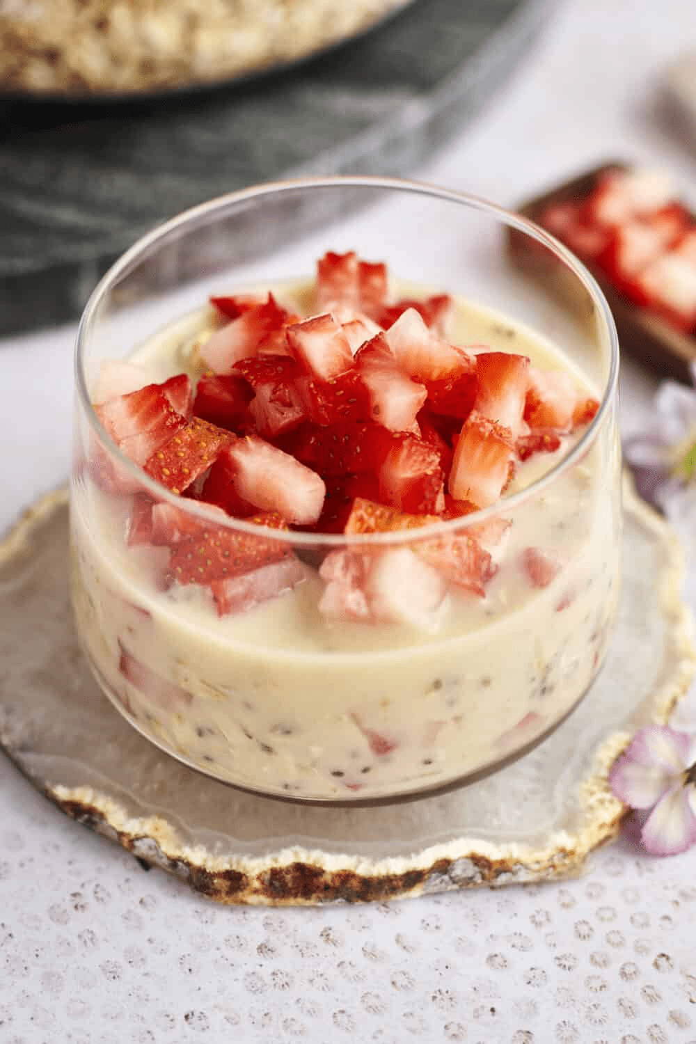 strawberry overnight oats in a glass