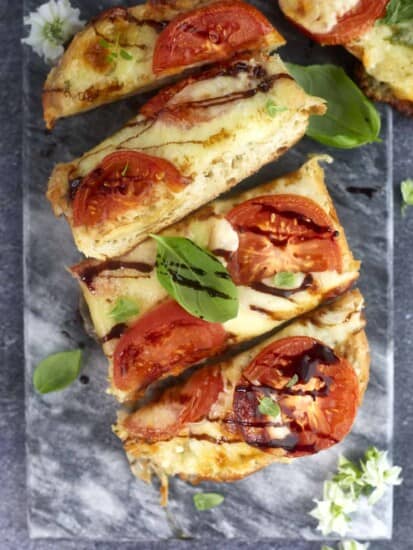 slices of garlic caprese bread