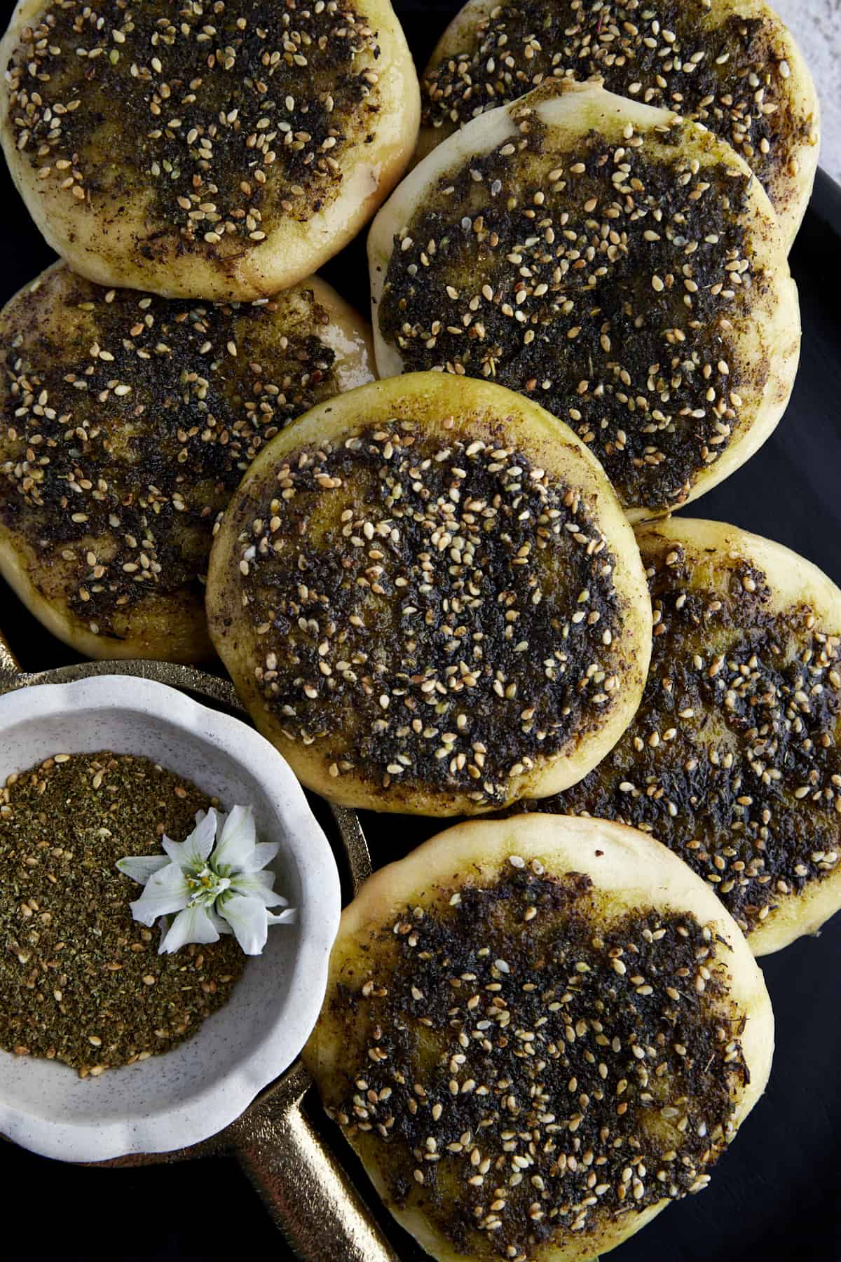 a pile of za'atar manakeesh