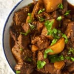 a bowl of Middle Eastern Beef Stew.