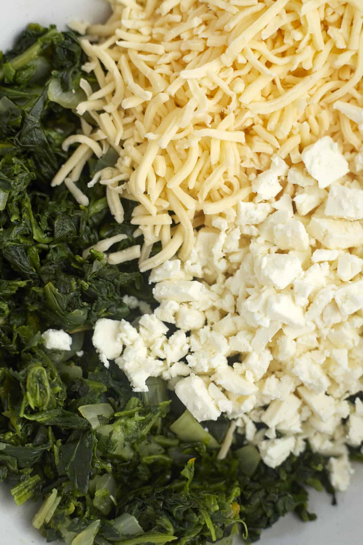 feta, mozzarella, and spinach