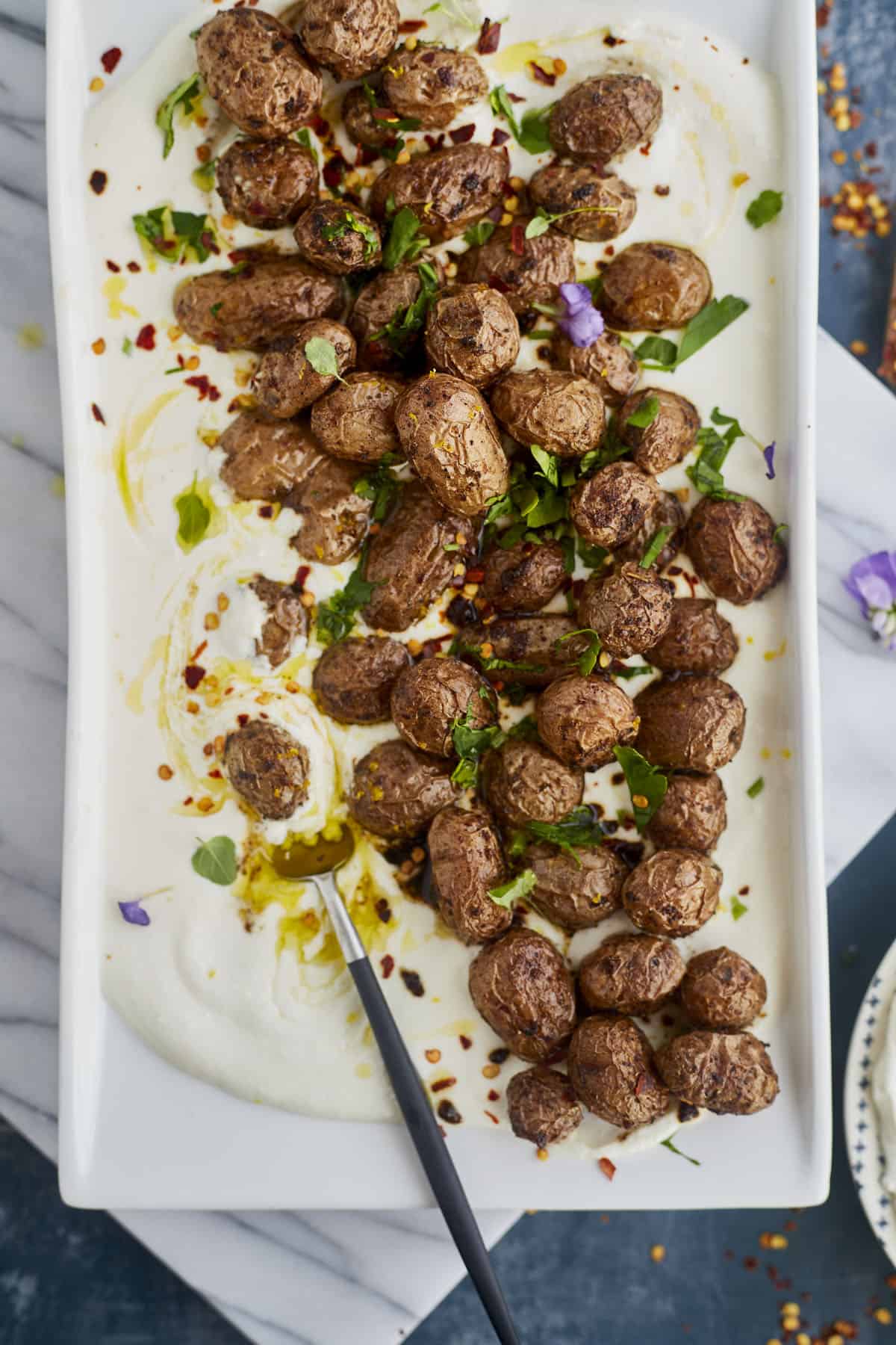 Greek potatoes and whipped feta