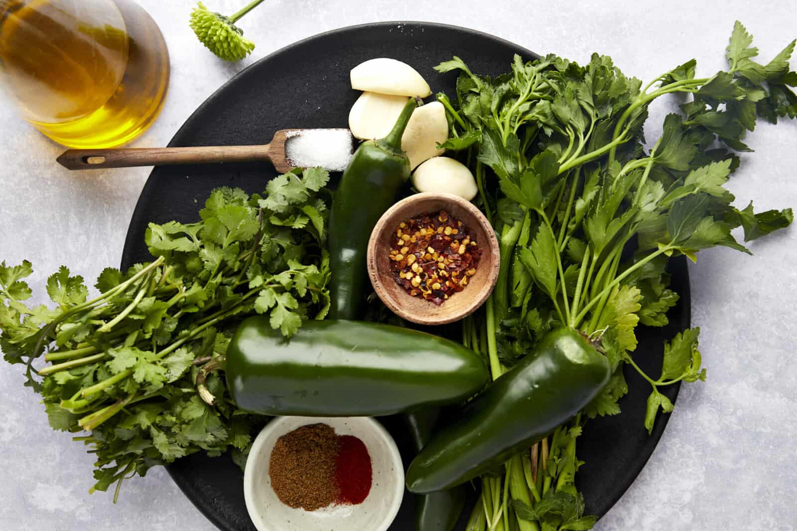 Ingredients to make zhoug sauce.