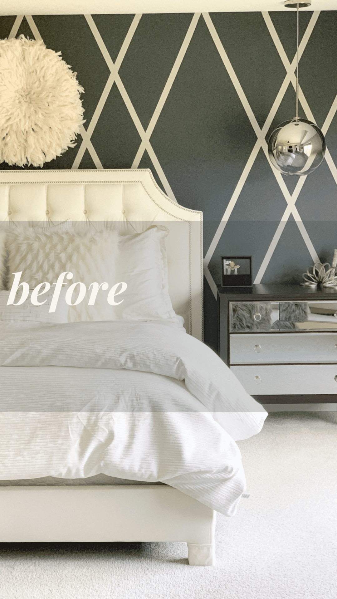 Before image of a bedroom wall.