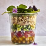 A Mediterranean Quinoa Salad in a Jar.