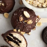 Peanut butter Oreo yogurt popsicles.