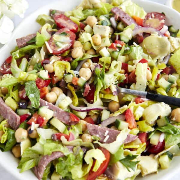 A bowl of Italian chopped salad.
