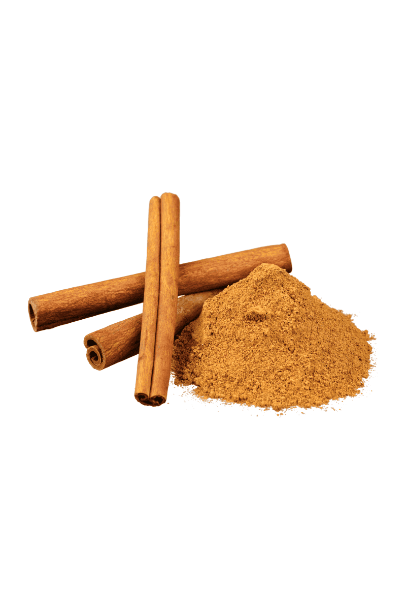 Cinnamon powder and cinnamon sticks. 