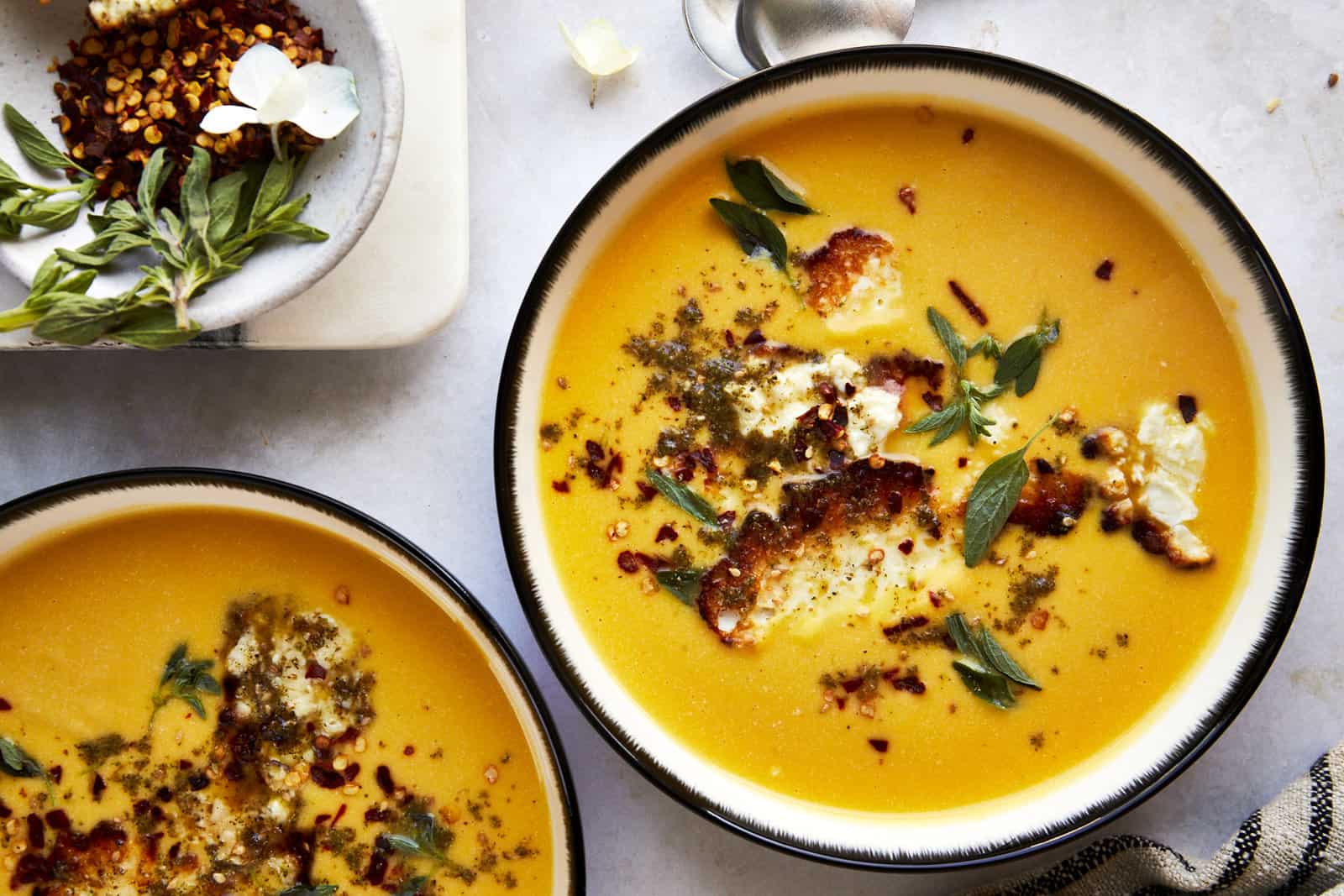 Roasted Butternut Squash Soup with Feta - Food Dolls