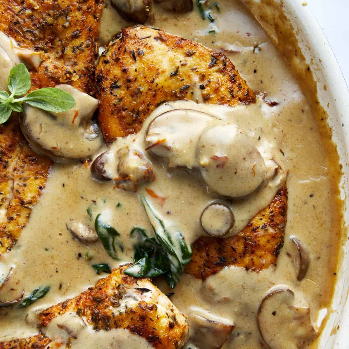 Creamy mushroom chicken.