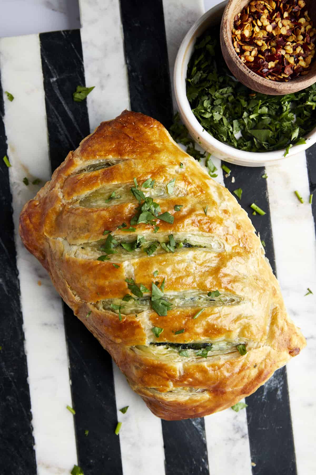 Baked Puff Pastry Salmon Wellington.