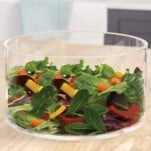 Glass salad bowl.