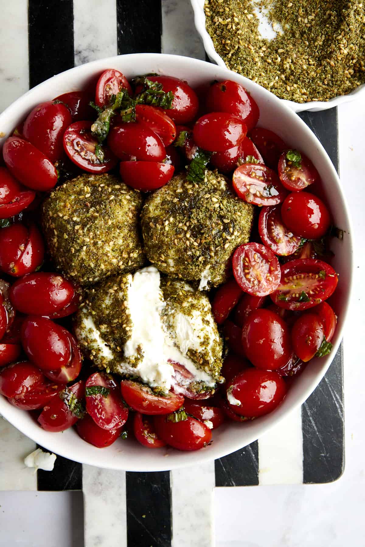 Za'atar burrata and tomatoes. 