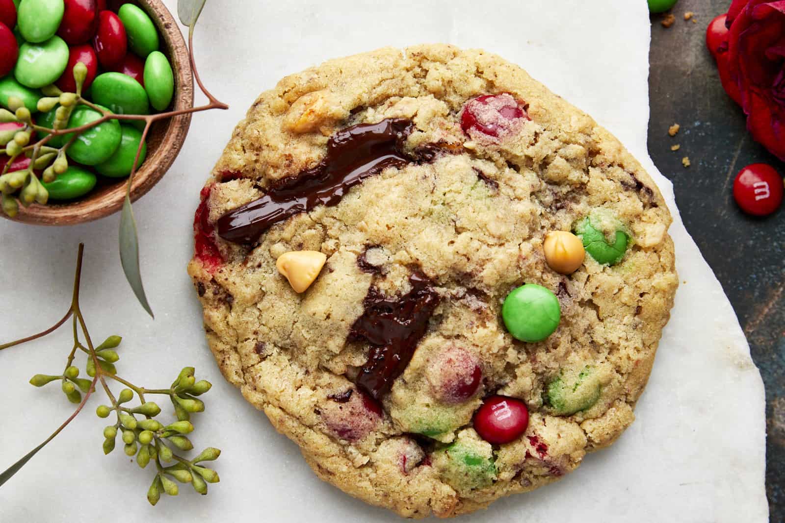 A Christmas monster cookie.
