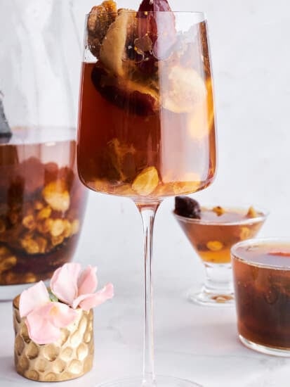 Glasses of dried fruit compote drink.