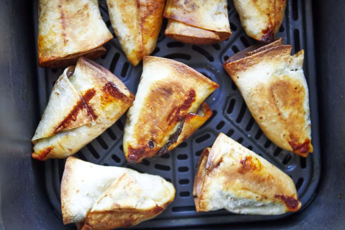 Beef rolls in an air fryer. 