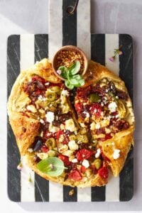 Baked Mediterranean vegetable galette.