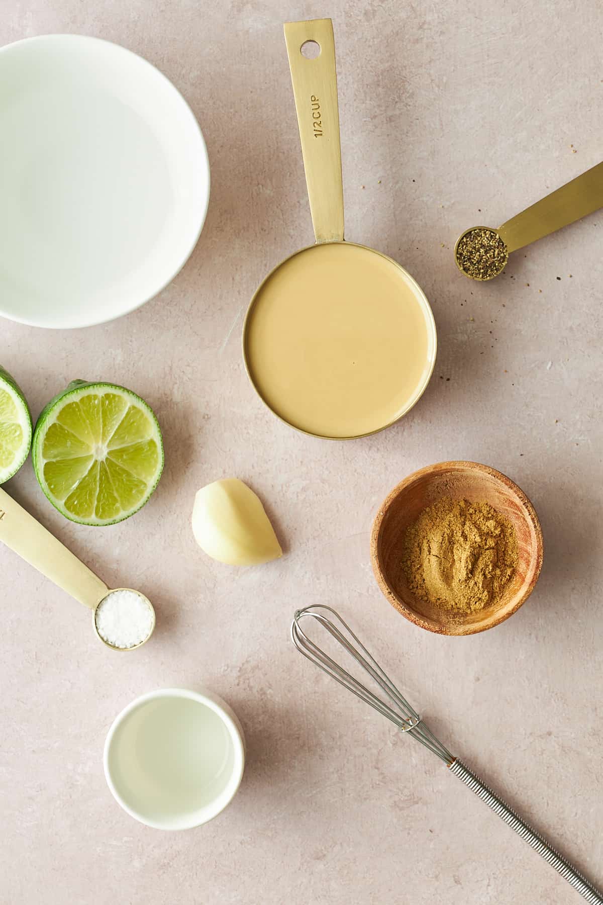 Tahini dressing ingredients. 