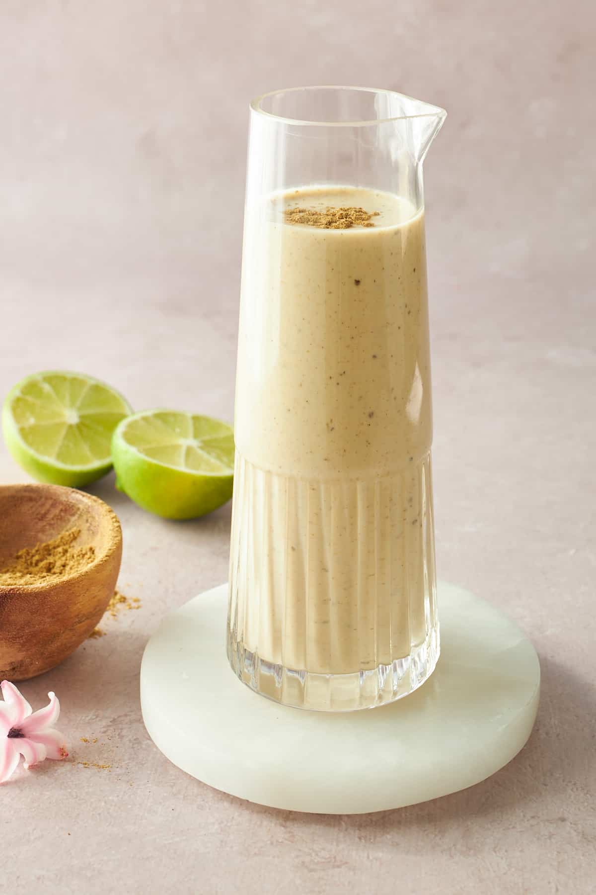 A container of tahini dressing.