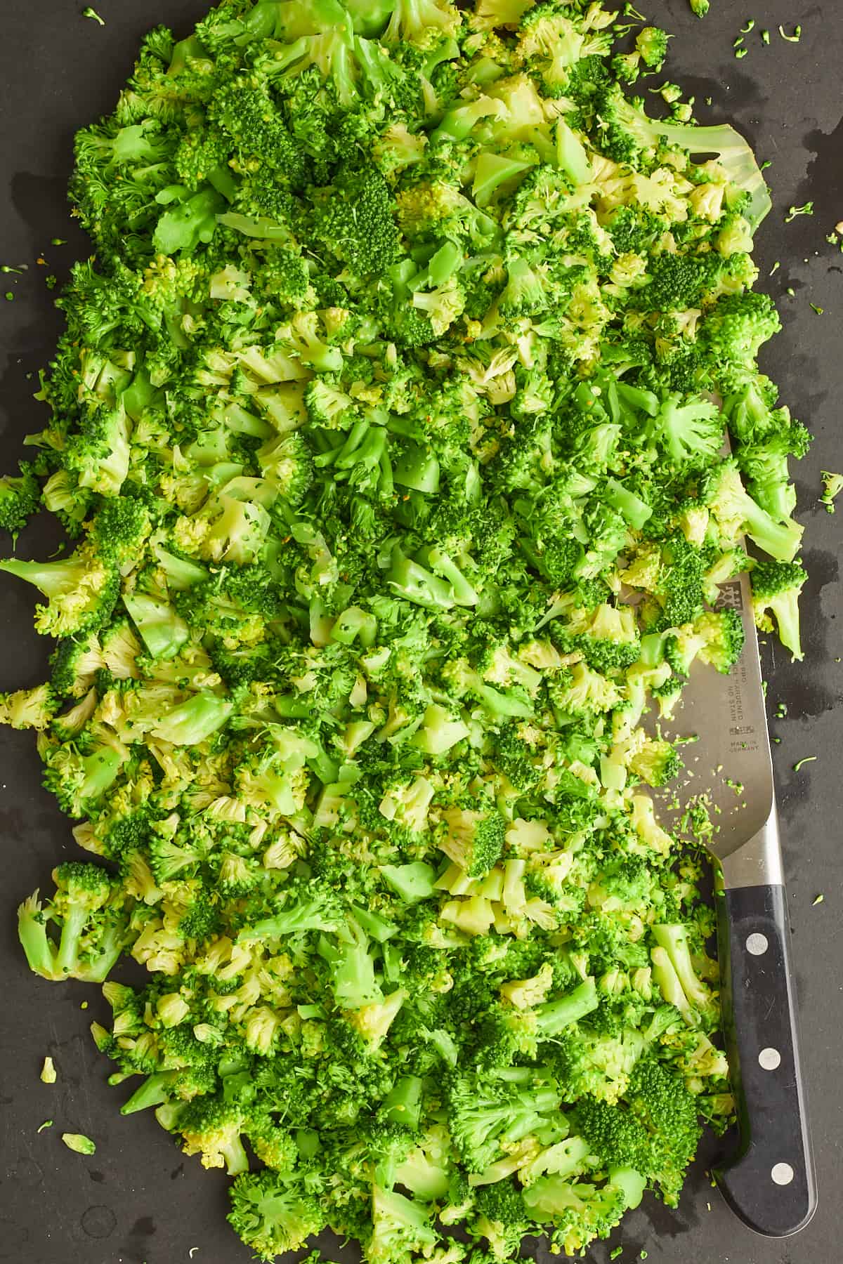 Chopped broccoli florets. 