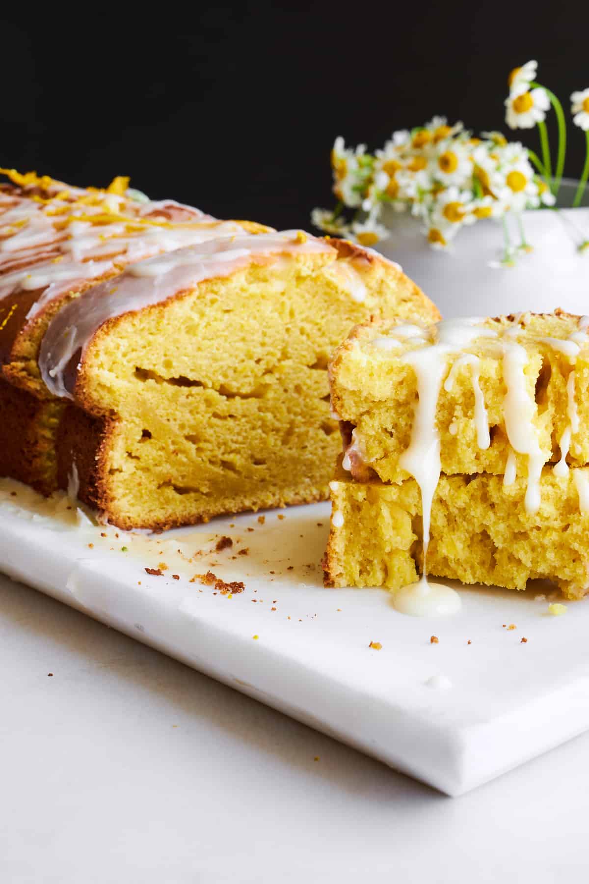 Orange blender cake with orange glaze.