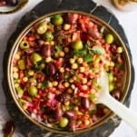 A bowl of olive salad.
