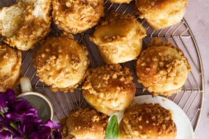 Caramel muffins with an oat topping.