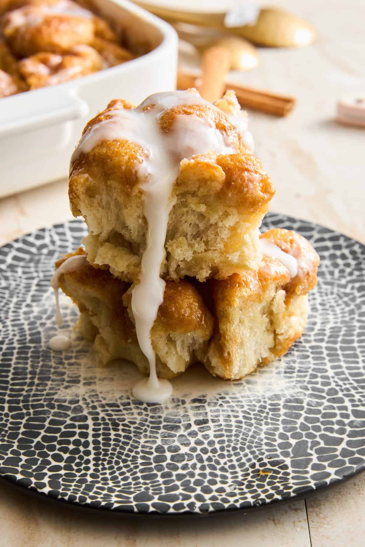 Cinnamon Roll Focaccia on a plate.