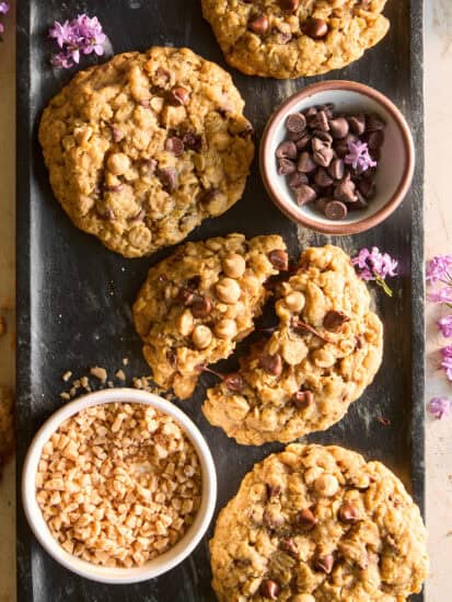 A platter of copycat Crumbl mom's cookies.