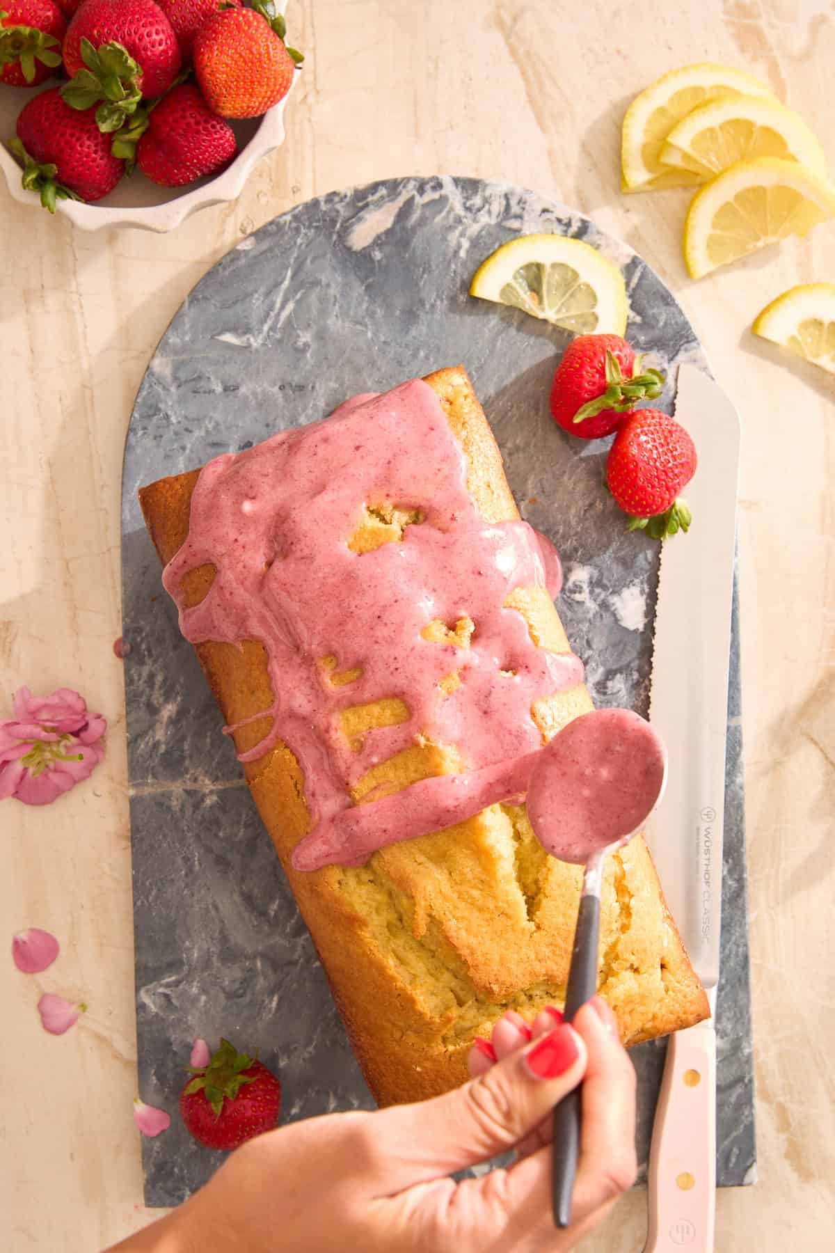 Garnishing the dish after it's baked